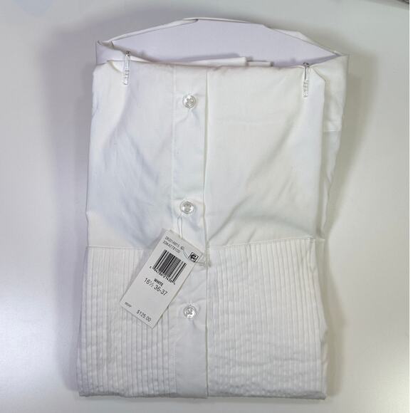 Calvin Klein Men's Slim-Fit Pleat front French Cuff Dress Shirt 16.5 36/37 $125 - Picture 3 of 6